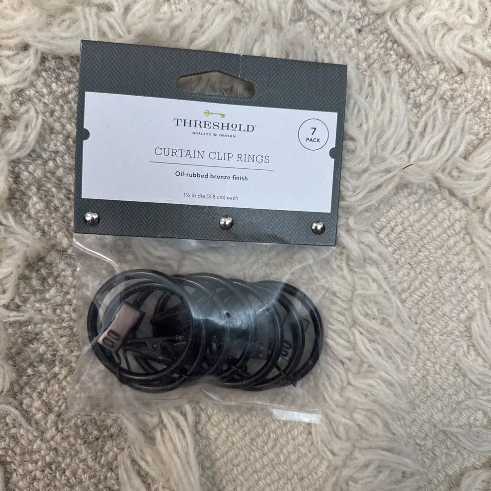 (7-Pk) Threshold Decorative‎ Drapery Clip Rings Oil Rubbed Bronze 06807021 NEW